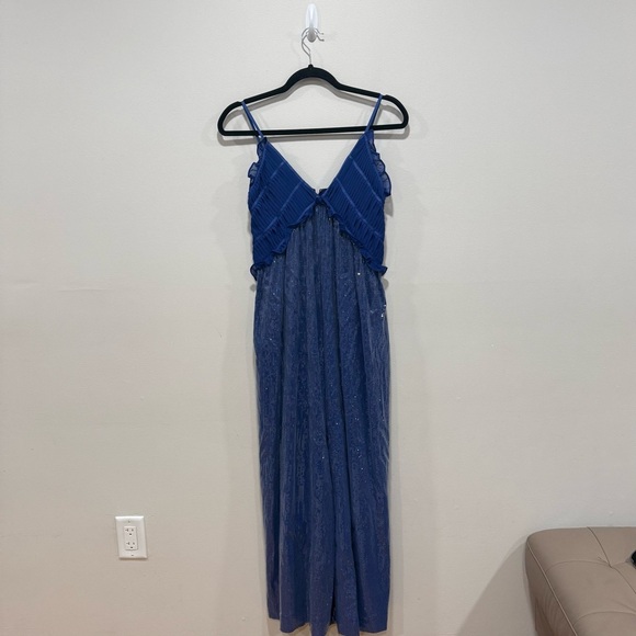 Anthropologie Maeve Fluid Shine Ruffle Crop Jumpsuit XST
